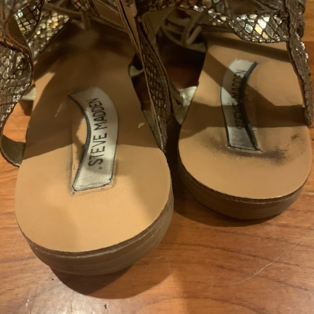 Steve Madden Gold Snake Lace up Gladiator Sandals - Picture 3 of 4